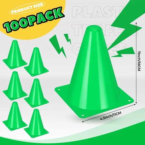 Miniatura 2 de Geetery 100 mini conos de tráfico de plástico de 7 pulgadas, a granel, pequeños marcadores de agilidad, conos de práctica de conducción