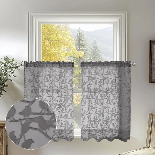 Miniatura 37 de OVZME Anji - 2 paneles de cortinas traslúcidas de gasa marrón de 72 pulgadas de largo para dormitorio, doble bolsillo para barra, tela ligera