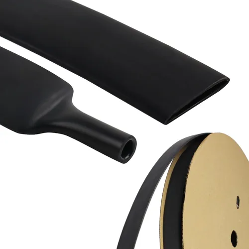 Tubo termorretráctil negro 3:1 protector de cable de doble pared con adhesivo marino forrado con pegamento impermeable (1 pulgada - 25 pies)
