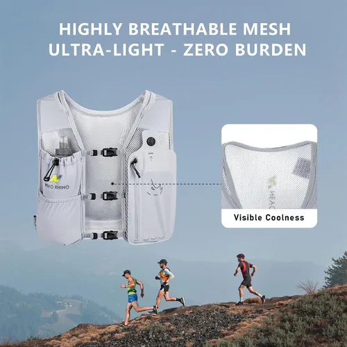 Miniatura 4 de Chaleco para correr con Botella Blanda de 350 ML de TPU, Chaleco Pequeño de Agua para Correr - Correas de Pecho Ajustables, Chaleco Ligero