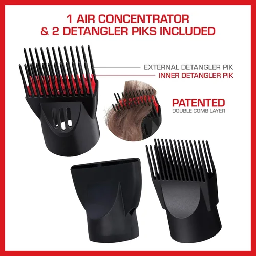 Miniatura 4 de Red Pro Secador de pelo de 3500 W Turbo Titanium con peine desenredante, cabello liso de secado rápido, multiajuste, botón de disparo frío, secadora