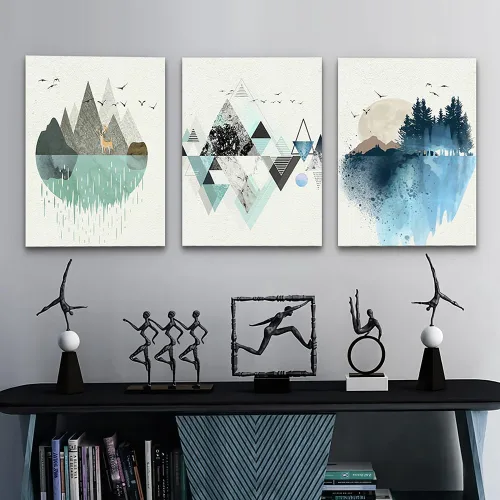 Miniatura 8 de Lienzo decorativo para pared de sala de estar, gran tamaño, geometría abstracta montaña durante el día, impresiones en lienzo para obras de arte