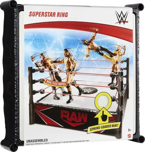 Miniatura 3 de WWE Ring Superstar (14 pulgadas) con Lona de Resorte y Cuerdas Flex Reales para Figuras de Acción; Regalo para Edades de 6 Años en Adelante