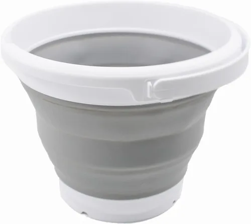 Miniatura 5 de SAMMART Cubo de plástico plegable de 5.5 L (1.4 galones) con tapa, bañera redonda plegable con tapa, cubo de agua portátil para pesca, maceta