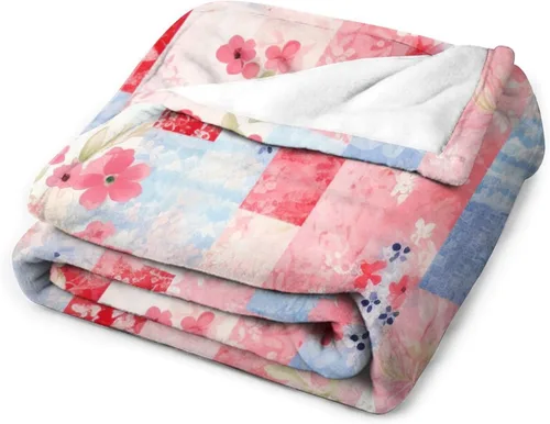 Miniatura 3 de Manta de verano con parches bohemios, vintage, bohemia, acogedora manta de franela para sofá, cama para niños y adultos, 30 x 40 pulgadas, manta