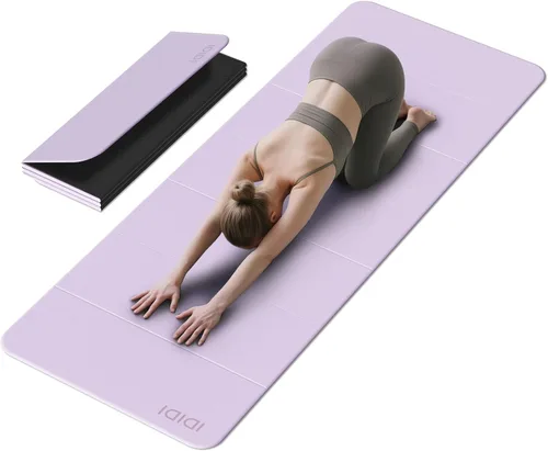 Esterilla de yoga plegable extra grande de 74 x 31.5 pulgadas, 0.315 pulgadas, de doble cara, antideslizante, ligera, para adultos y niños, portátil