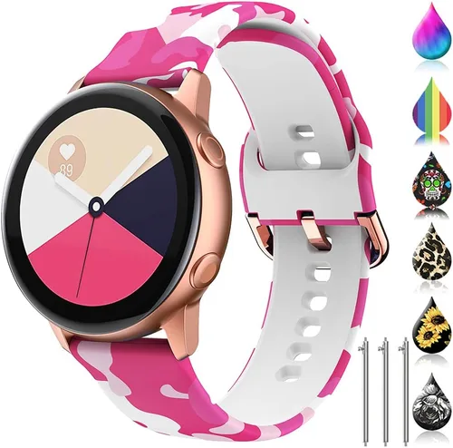 Miniatura 11 de Correas florales compatibles con Samsung Active 2, Watch Band de 1.575 pulgadas/1.732 pulgadas, Active Watch Band 1.575 pulgadas, correa de silicona