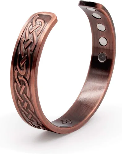 Miniatura 5 de Brazalete magnético celta de cobre pesado grande para hombre, con 10 imanes, Metal