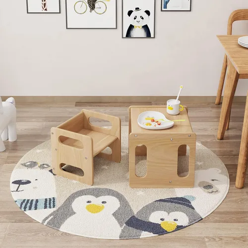 Miniatura 9 de Montessori - Juego de mesa y silla de destete, madera dura, escritorio para lectura de niños pequeños, hora de aperitivos, sala de juegos, cubo