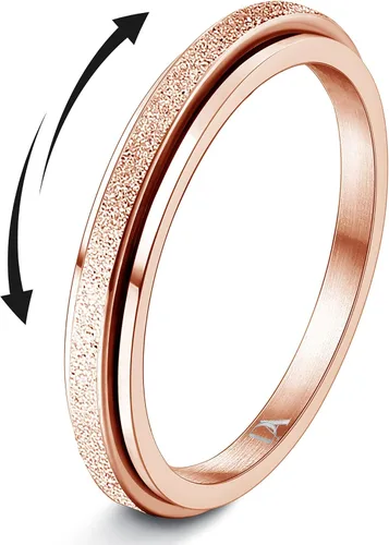 Miniatura 15 de Diamday Anillos antiestrés para mujeres y hombres – Anillo giratorio de acero inoxidable de 2/4 para aliviar la ansiedad y el estrés, con purpurina