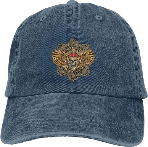 Miniatura 9 de Cowboy Hat Trendy Hats for Man and Women Djustable Four Season Outdoor Baseball Cap of Hell Skull with Angel Navy Blue