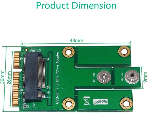 Miniatura 3 de M. 2 NGFF Key B a Mini PCI-E adaptador con ranura para tarjeta SIM para módulo a placa base Mini PCI-E