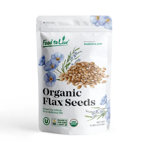 Miniatura 9 de Food to Live Semillas de lino marrón orgánico, 4 libras, semillas de lino crudas enteras, sin OMG, sin tostar, secas, kosher, veganas. Ricas