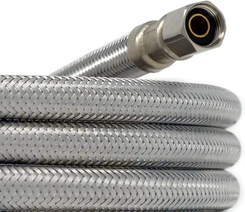 Miniatura 2 de Manguera de suministro de agua trenzada de acero inoxidable para máquina de hielo - 10 pies - Conectores universales de 1/4" de Kelaro