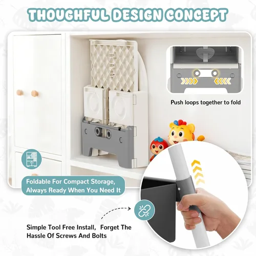 Miniatura 5 de Silla alta 3 en 1 para bebés y niños pequeños, silla de oso para niños pequeños, silla alta de altura ajustable con babero y bolsa de almacenamiento