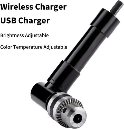 Miniatura 4 de Taladro de ángulo recto inalámbrico Adaptador de accesorio de 0.039-0.394 in Portabrocas de mango de 90 grados Herramienta de perforación