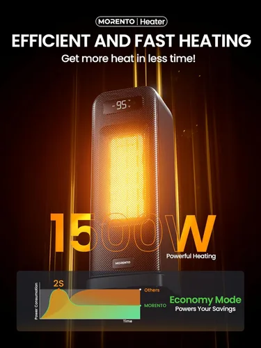 Miniatura 5 de MORENTO Calentadores de espacio para uso en interiores, calentador eléctrico portátil para dormitorio con termostato, control de voz WiFi