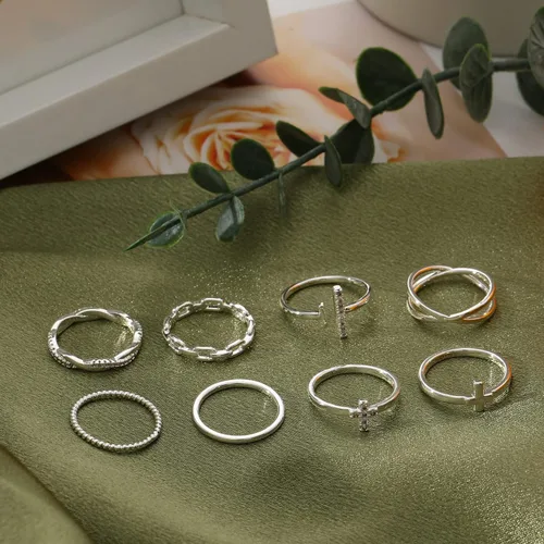 Miniatura 6 de Honsny 14K Gold Plated Stacking Rings Set for Women, Stackable Thumb Rings Thin Dainty Silver Rings for Women Wedding Eternity Band Simple Rose Gold