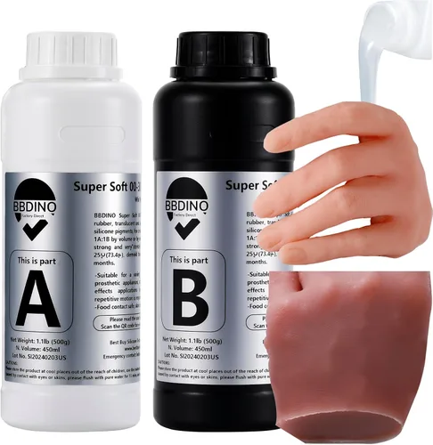 Miniatura 8 de BBDINO 00-30 Goma de Silicona Súper Suave, Segura para la Piel, 1 Galón 140 Oz Silicona Líquida de Platino Color Carne para Piel de Práctica