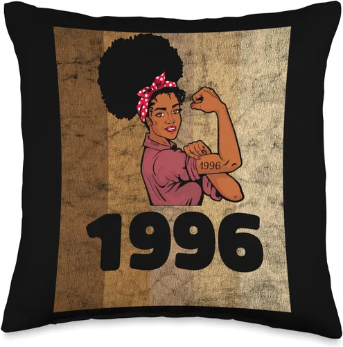 Vintage 1996 Limited Edition 27th Birthday Afro Girls Women Throw Pillow