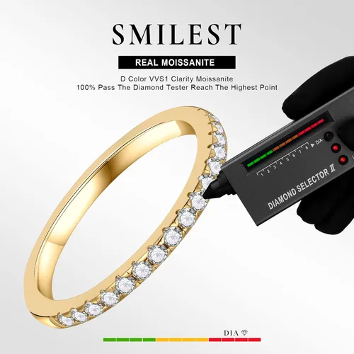 Miniatura 2 de SMILEST 1.8mm Moissanite Eternity Band Rings for Women, 0.25 0.3ct D Color VVS1 Clarity Lab Created Moissanite 14K White Yellow Rose Gold Vermeil