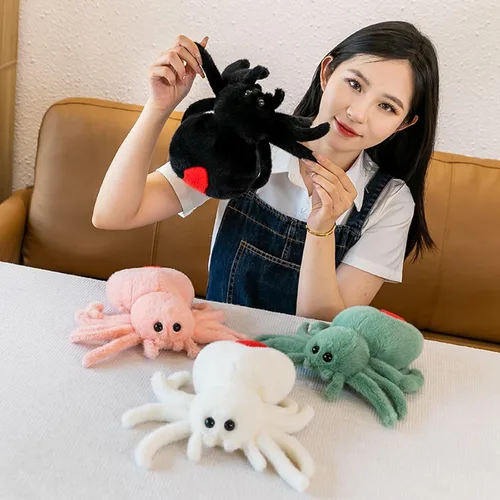 Miniatura 3 de Juguete de peluche de araña, suave peluche Kawaii de Halloween de 10 pulgadas, decoración de regalo para niños y adultos (negro)