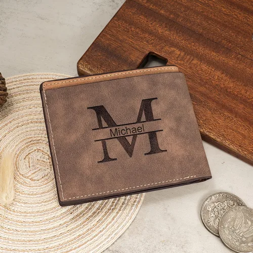 Miniatura 5 de K KENON Cartera para mamá hijo Cartera de cuero grabada para hombre, el regalo perfecto personalizado para hijo de mamá y papá