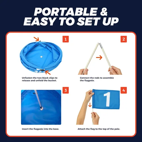 Miniatura 4 de TOY Life Juego de cubo de golf, juego de golf de 3 agujeros para adultos, familia y niños, campo de golf portátil con pelotas y bandera, juego