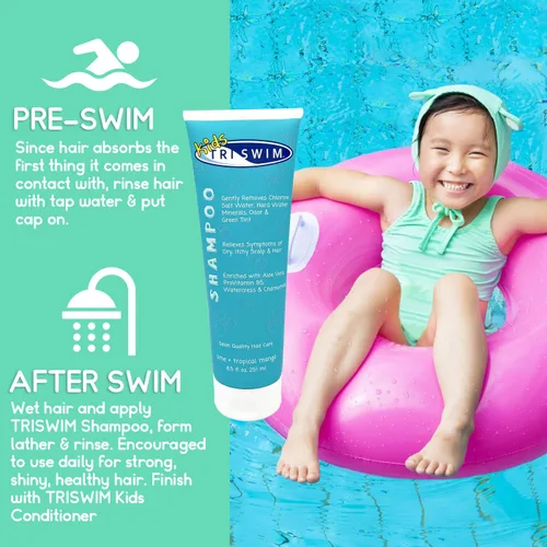 Miniatura 3 de TRISWIM Champú perfumado para niños, cuidado del cabello después del nadador, eliminación de cloro, síntomas de caspa y alivio del cuero cabelludo