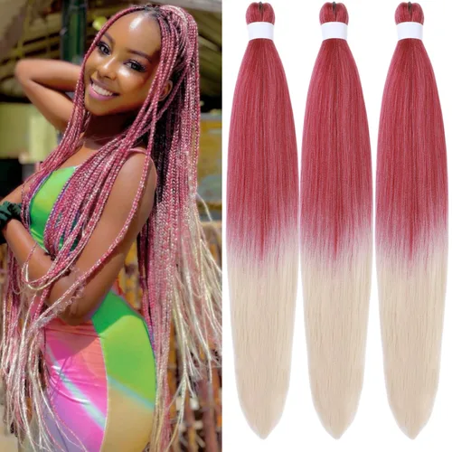 Miniatura 59 de Cabello trenzado verde azulado preestirado, hipoalergénico, sintético, color azul aguamarina, para trenzas y giros, extensiones de cabello largo