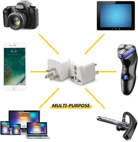 Miniatura 7 de Paquete de 4 adaptadores universales, adaptadores de viaje de enchufe de Europa a EE. UU. (blanco)