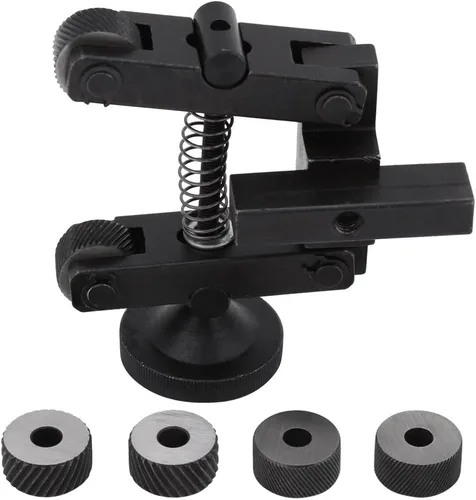 Herramienta moleteadora de 0.8 in/0.8 pulgadas, soporte con resorte lineal, torno de herramienta de moleteado, vástago ajustable con 4 ruedas de