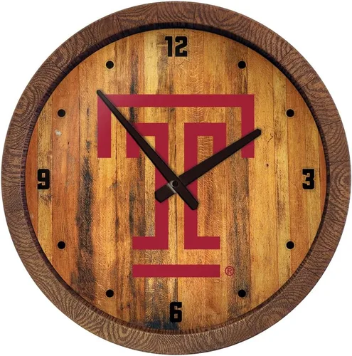 Miniatura 8 de The Fan-Brand NCAA Oklahoma Sooners: Reloj de pared con parte superior de barril de imitación para decoración de bar, decoración de fiesta