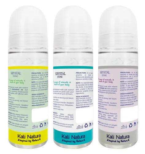 Miniatura 2 de KRYSTAL STONE Desodorante 3 unidades Roll On de alumbre de potasio con aloe vera y aceites esenciales - VEGANO. SIN CRUELDAD. ECOLÓGICO