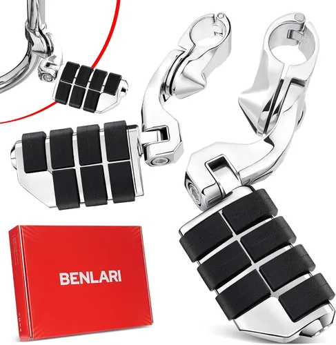 Miniatura 8 de Benlari Estriberas de Carretera de 1 pulgada 1-1/4 pulgadas Estriberas de Acero Inoxidable 304 Largas Anguladas Ajustables Compatibles con Harley