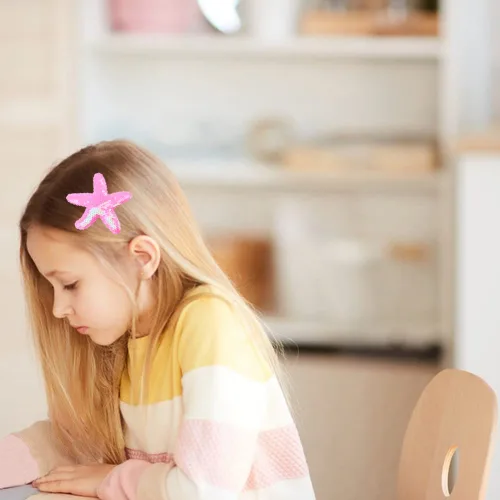 Miniatura 5 de Pinzas para el pelo de estrellas de mar, pinzas para el cabello con lentejuelas rosas, pinzas para el pelo de cocodrilo, pasadores con purpurina