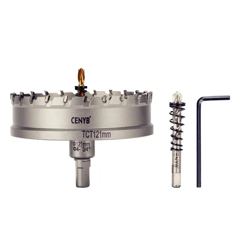 Miniatura 76 de 10 piezas (16-54 mm) Kit de sierra perforadora de carburo TCT para metales duros. Incluye 2 brocas de titanio, 1 broca piloto escalonada y 2 llaves