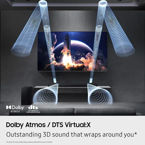Miniatura 5 de Samsung Barra de sonido HW-Q600F Serie Q, barra de sonido de 3.1.2 canales con subwoofer, Dolby Atmos, DTS Virtual:X, Q-Symphony, sonido adaptativo