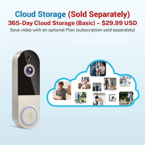 Miniatura 4 de Timbre inalámbrico con batería recargable, resolución de 1080p, audio de 2 vías, visión nocturna, detección humana AI, almacenamiento en la nube