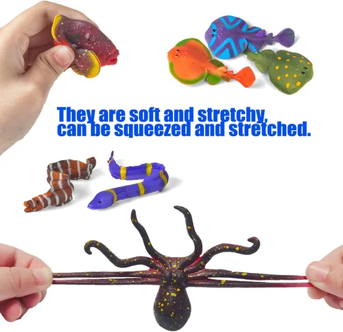 Miniatura 3 de Paquete de 12 juguetes de baño que cambian de color con animales marinos, figuras de animales oceánicos que cambian de color, juguetes de baño sin