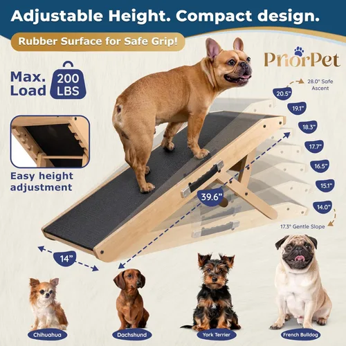 Miniatura 2 de Rampa para perros para sofá – Antideslizante, construcción resistente, rampa para perros plegable – Soporta hasta 200 libras – Ajustable de 7'' a