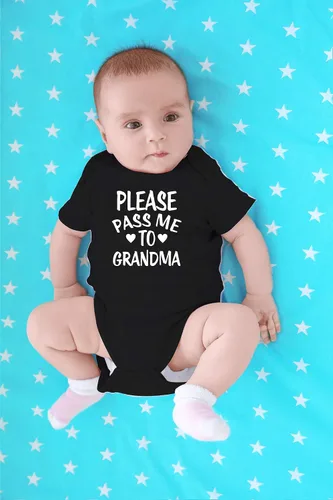 Miniatura 12 de CBTwear Please Pass Me To Grandma - Body divertido para bebé, ropa para recién nacido, mameluco unisex