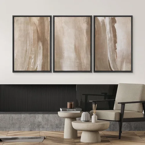 Miniatura 68 de SIGNWIN Lienzo enmarcado para pared, arte con pinceladas de flujo neutro en tonos beige abstractos, ilustraciones, arte moderno, decorativo