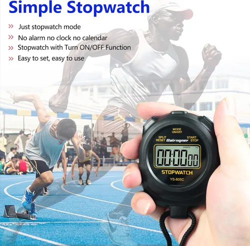 Miniatura 2 de Cronómetro temporizador con cuenta regresiva, encendido/apagado operación simple sin reloj sin fecha, cronómetro digital para deportes, negro