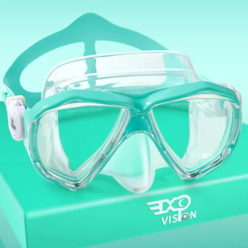 Máscara de buceo para niños, máscara de natación antivaho de 180°, gafas de natación para niños de vidrio templado con cubierta para la nariz