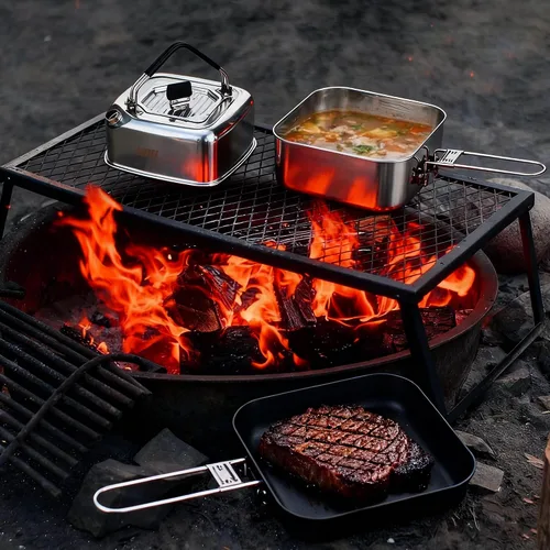 Miniatura 8 de Alocs Camping Cookware Set - Lightweight Camping Pots and Pans - Portable Outdoor Cookware with Kettle - Camping Cookware Mess Kit for 2