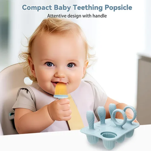 Miniatura 7 de Moldes de paletas de silicona para bebés con palitos, moldes mini para paletas de bebés moldes para paletas de leche materna para alivio del dolor