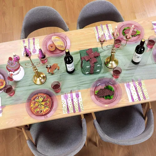 Miniatura 4 de Caja combinada de cubiertos de plástico Purpurina de oro rosa Paquete de 48
