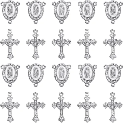 Miniatura 10 de Jiali Q Juego de 20 piezas de conectores cruzados y colgantes de diamantes de imitación para la fabricación de joyas (dorado)