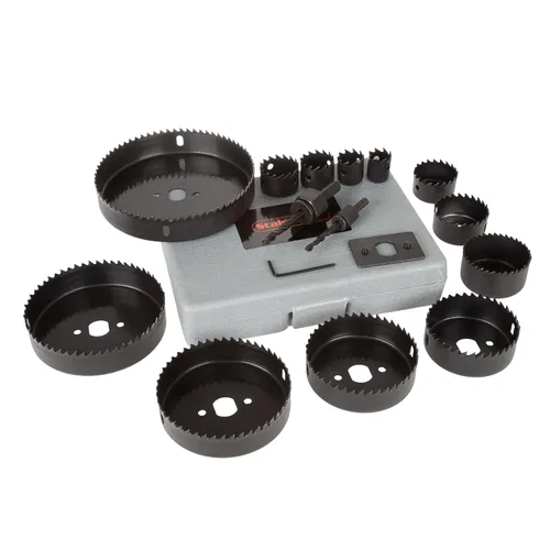 Miniatura 2 de Kit de sierra de metal de 16 piezas con 12 piezas de sierra de agujero de 3/4 a 5 pulgadas, llave hexagonal, placa de transmisión, 2 pérgolas